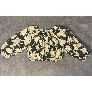 Zara Floral Ballon Crop 3/4 Sleeve Floral Small